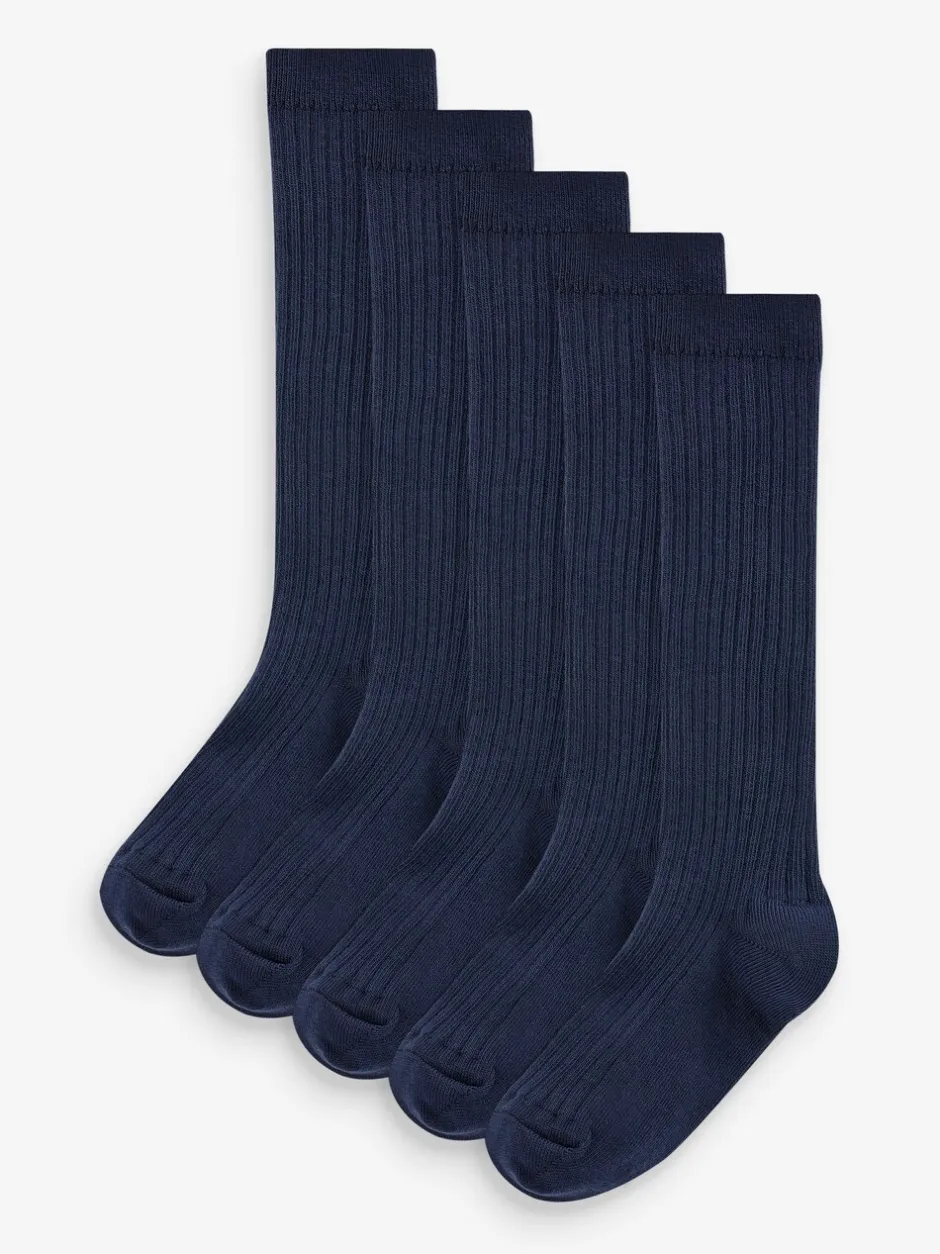 Sokken|Next - Set van 5 paar kniesokken met hoog katoenpercentage Marineblauw