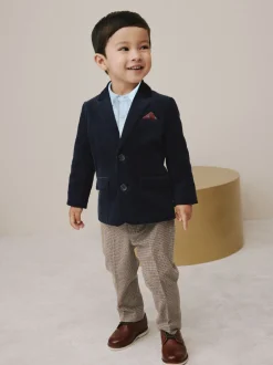 Sets En Combisets|Gelegenheidskleding*Next Marineblauw - Set van corduroy blazer, overhemd en broek (3mnd-9jr)