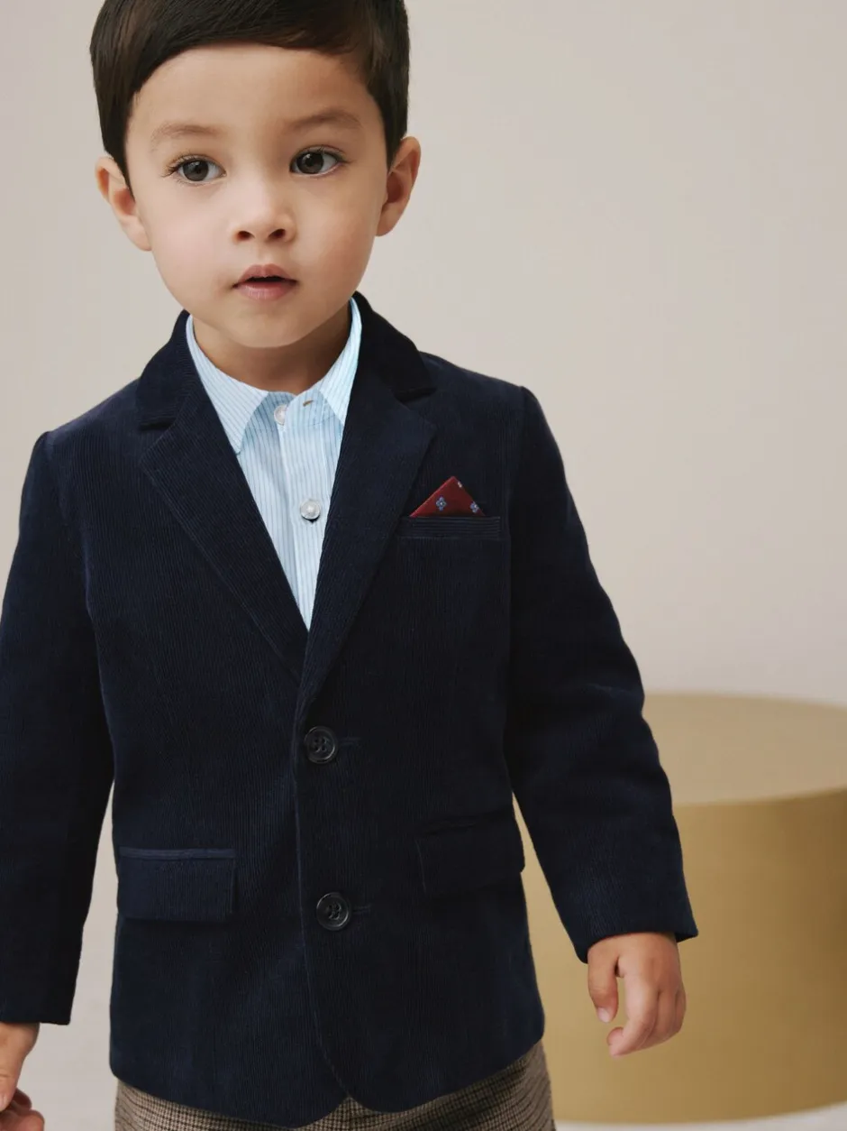 Sets En Combisets|Gelegenheidskleding*Next Marineblauw - Set van corduroy blazer, overhemd en broek (3mnd-9jr)