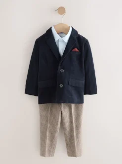 Sets En Combisets|Gelegenheidskleding*Next Marineblauw - Set van corduroy blazer, overhemd en broek (3mnd-9jr)