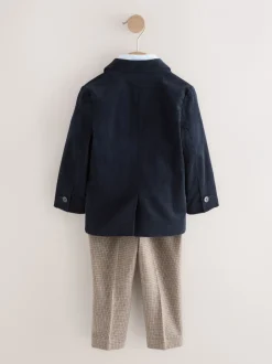 Sets En Combisets|Gelegenheidskleding*Next Marineblauw - Set van corduroy blazer, overhemd en broek (3mnd-9jr)