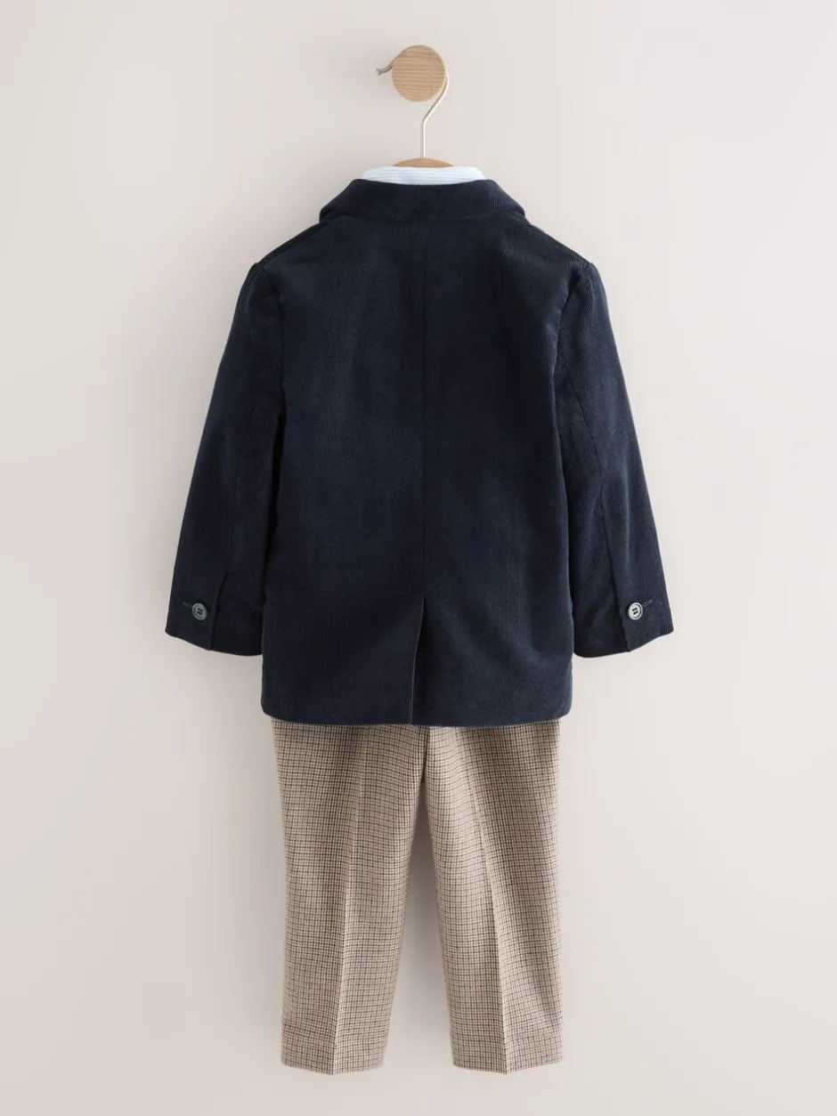 Sets En Combisets|Gelegenheidskleding*Next Marineblauw - Set van corduroy blazer, overhemd en broek (3mnd-9jr)