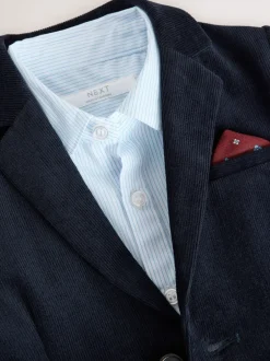 Sets En Combisets|Gelegenheidskleding*Next Marineblauw - Set van corduroy blazer, overhemd en broek (3mnd-9jr)