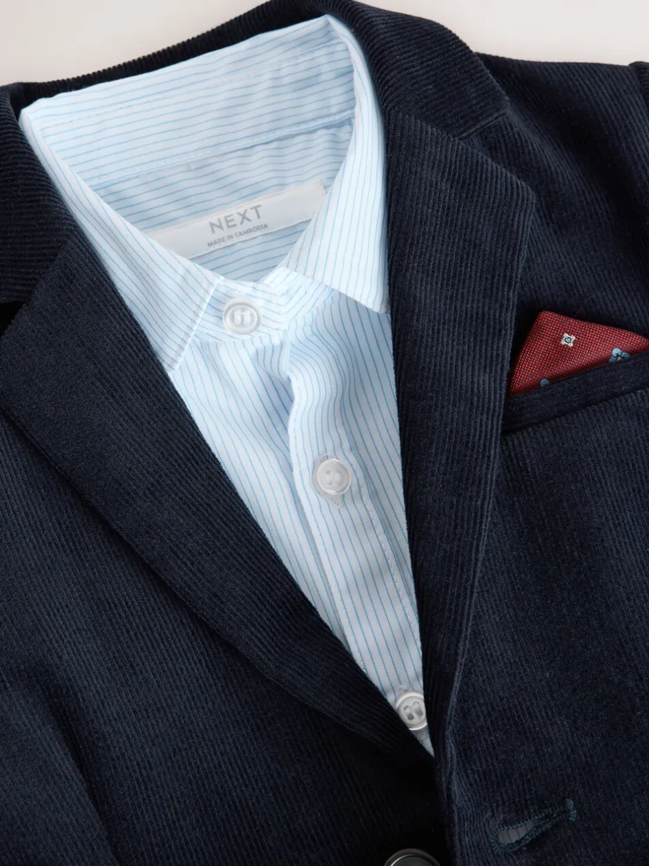 Sets En Combisets|Gelegenheidskleding*Next Marineblauw - Set van corduroy blazer, overhemd en broek (3mnd-9jr)