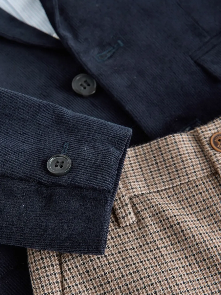 Sets En Combisets|Gelegenheidskleding*Next Marineblauw - Set van corduroy blazer, overhemd en broek (3mnd-9jr)
