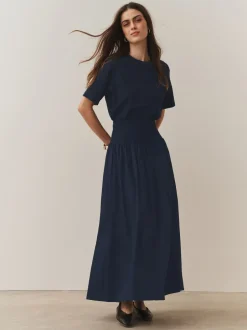 Rokken*Next - Shirred Maxi Skirt Marineblauw