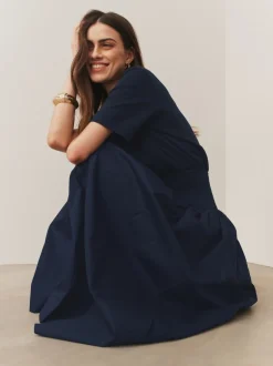 Rokken*Next - Shirred Maxi Skirt Marineblauw