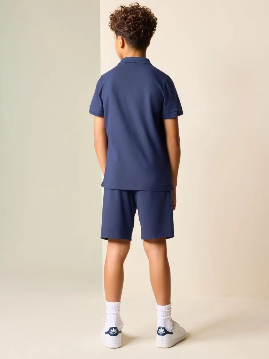 Shorts*Next - Short Sleeve Polo Shirt and Shorts Set (3-16yrs) Marineblauw