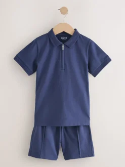 Shorts*Next - Short Sleeve Polo Shirt and Shorts Set (3-16yrs) Marineblauw
