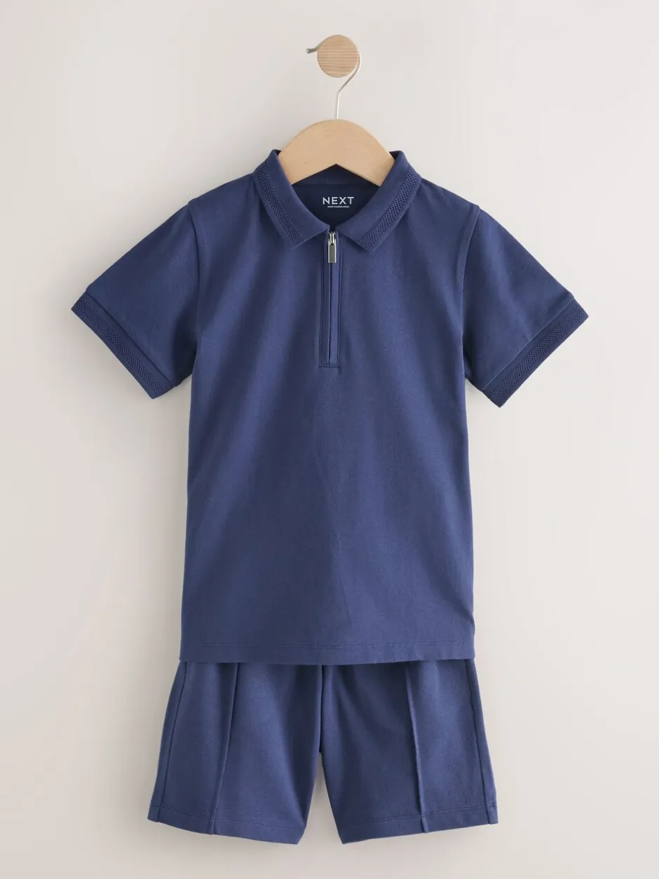 Shorts*Next - Short Sleeve Polo Shirt and Shorts Set (3-16yrs) Marineblauw