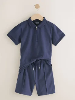 Shorts*Next - Short Sleeve Polo Shirt and Shorts Set (3-16yrs) Marineblauw