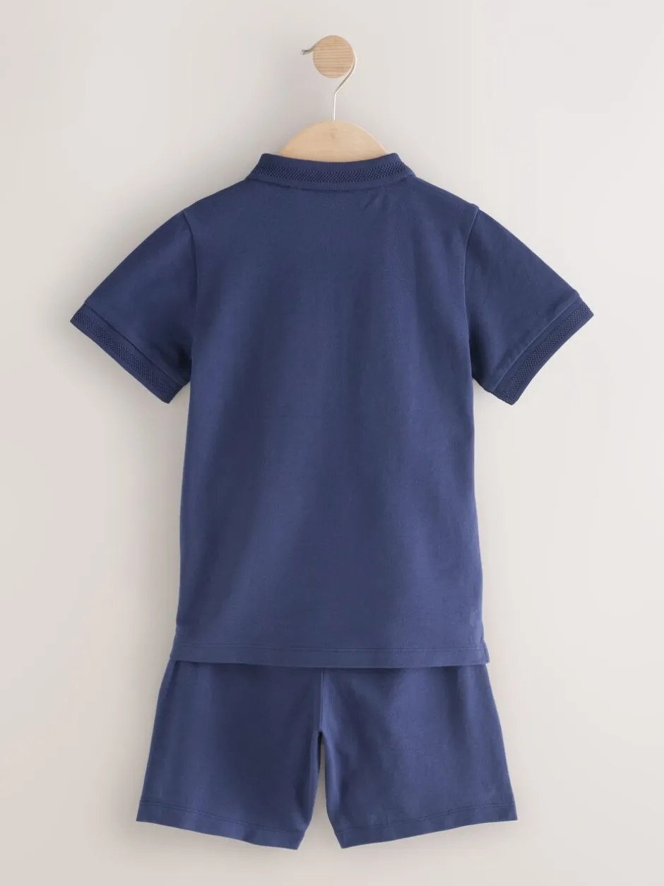 Shorts*Next - Short Sleeve Polo Shirt and Shorts Set (3-16yrs) Marineblauw