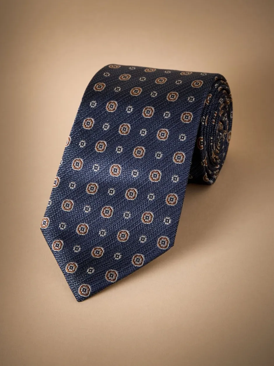 Stropdassen En Pochets|Next Marineblauw - Signature designstropdas van Italiaanse zijde