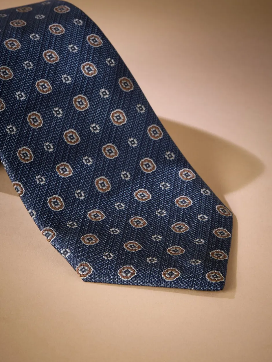 Stropdassen En Pochets|Next Marineblauw - Signature designstropdas van Italiaanse zijde