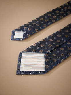 Stropdassen En Pochets|Next Marineblauw - Signature designstropdas van Italiaanse zijde
