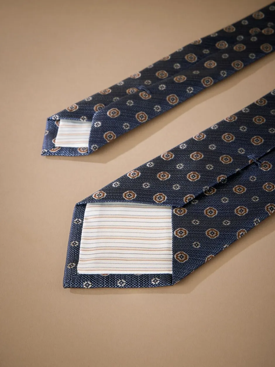 Stropdassen En Pochets|Next Marineblauw - Signature designstropdas van Italiaanse zijde