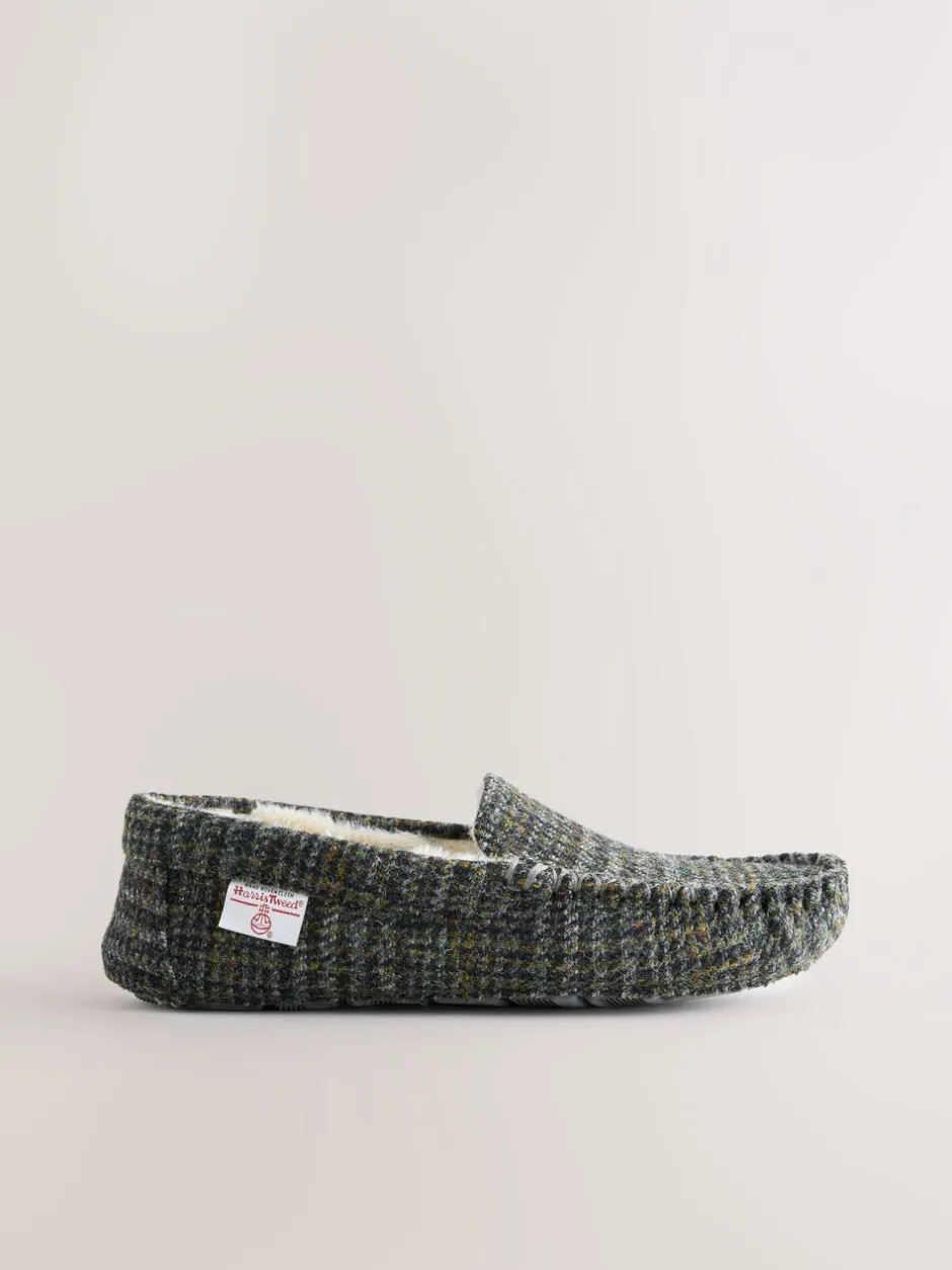 Pantoffels|Loungewear*Next Marineblauw - Signature Harris Tweed Moccasin Slippers