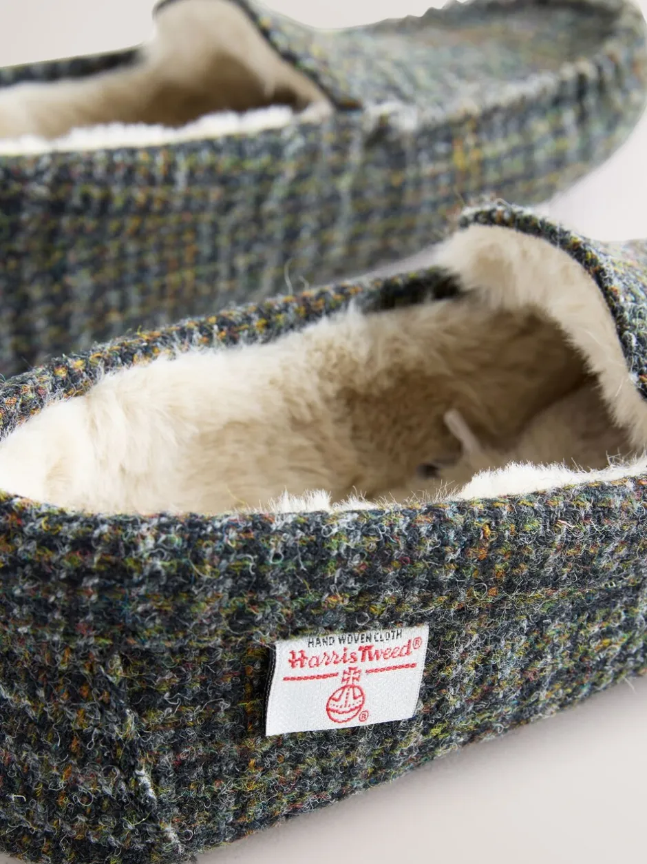 Pantoffels|Loungewear*Next Marineblauw - Signature Harris Tweed Moccasin Slippers