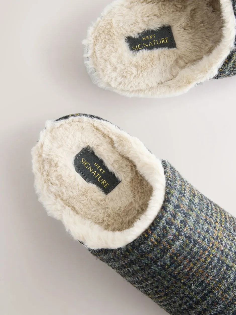 Pantoffels|Loungewear|Next Marineblauw - Signature Harris Tweed Mule Slippers