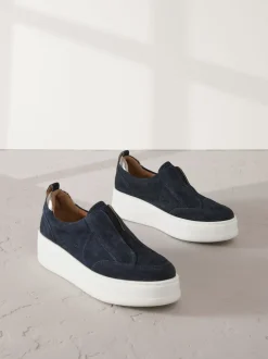 Sneakers*Next Marineblauw - Signature leren instapsneakers met dikke zool en plateauzool