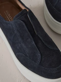 Sneakers*Next Marineblauw - Signature leren instapsneakers met dikke zool en plateauzool