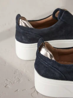 Sneakers*Next Marineblauw - Signature leren instapsneakers met dikke zool en plateauzool