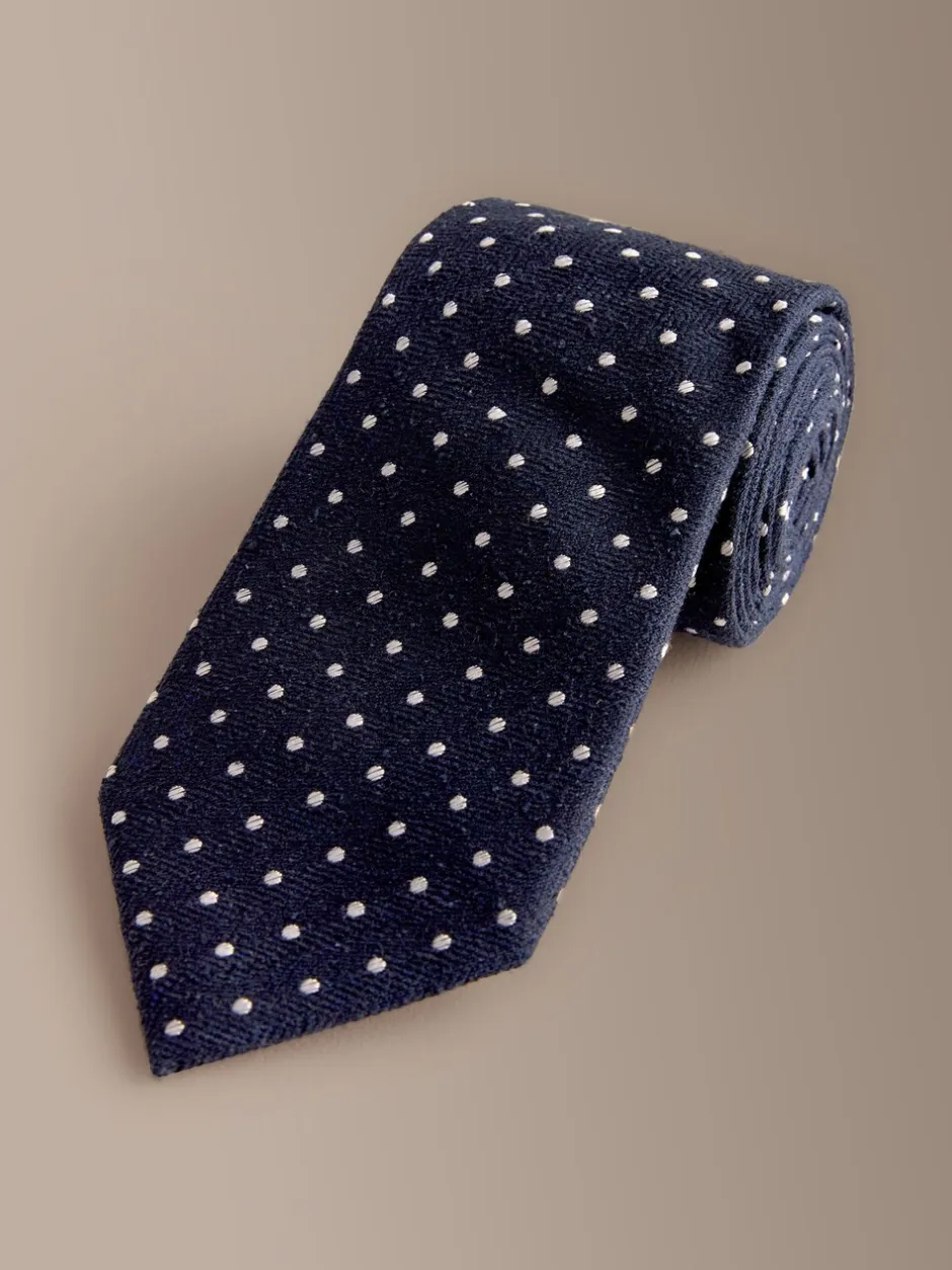 Stropdassen En Pochets*Next Marineblauw - Signature Silk Polka Dot Tie