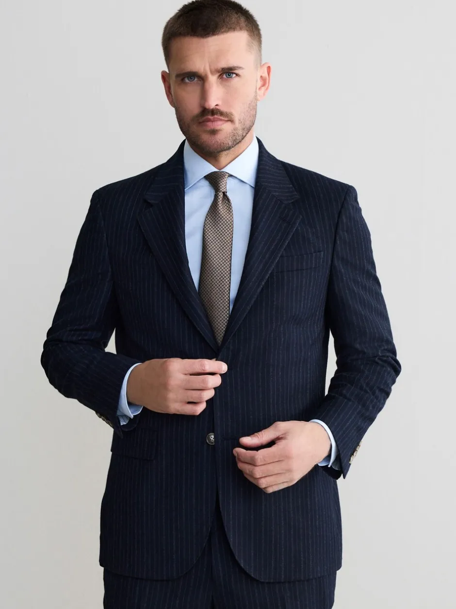 Pakken*Next Marineblauw - Signature Stripe Empire Mills British 100% Wool Suit Jacket