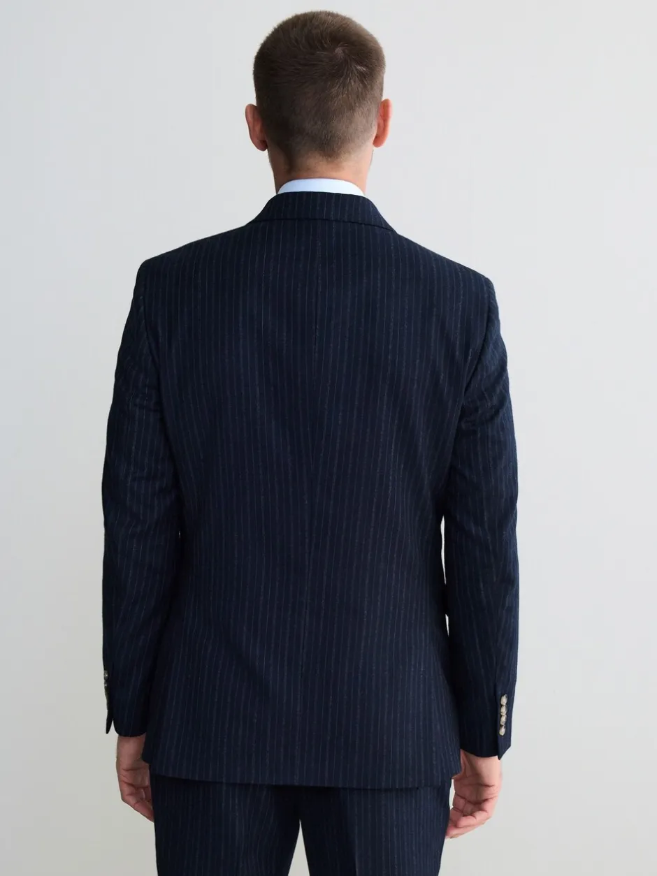 Pakken*Next Marineblauw - Signature Stripe Empire Mills British 100% Wool Suit Jacket