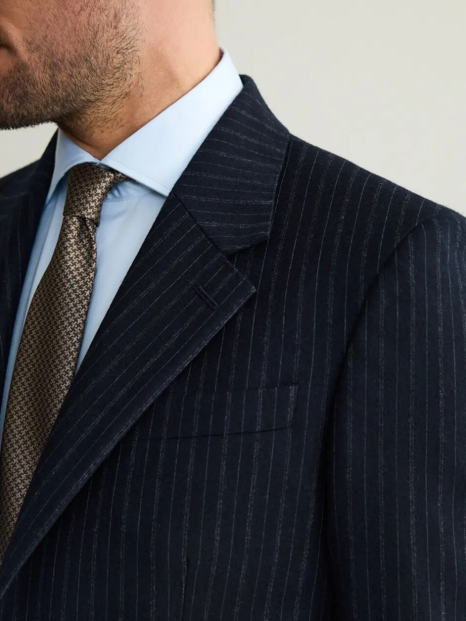 Pakken*Next Marineblauw - Signature Stripe Empire Mills British 100% Wool Suit Jacket
