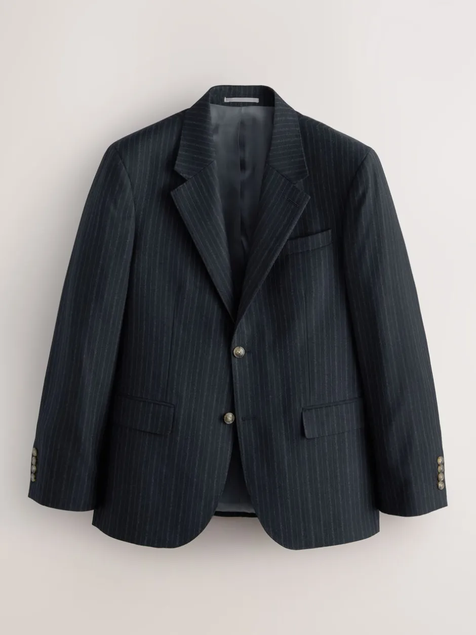 Pakken*Next Marineblauw - Signature Stripe Empire Mills British 100% Wool Suit Jacket