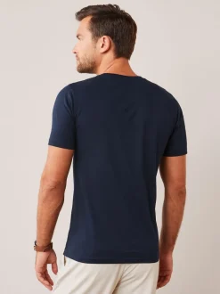 T-Shirts En Hemden|Next Marineblauw - Slim Fit - Essentieel katoenen T-shirt met ronde hals