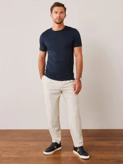 T-Shirts En Hemden|Next Marineblauw - Slim Fit - Essentieel katoenen T-shirt met ronde hals