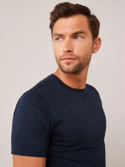 T-Shirts En Hemden|Next Marineblauw - Slim Fit - Essentieel katoenen T-shirt met ronde hals