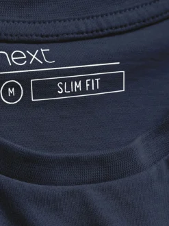 T-Shirts En Hemden|Next Marineblauw - Slim Fit - Essentieel katoenen T-shirt met ronde hals
