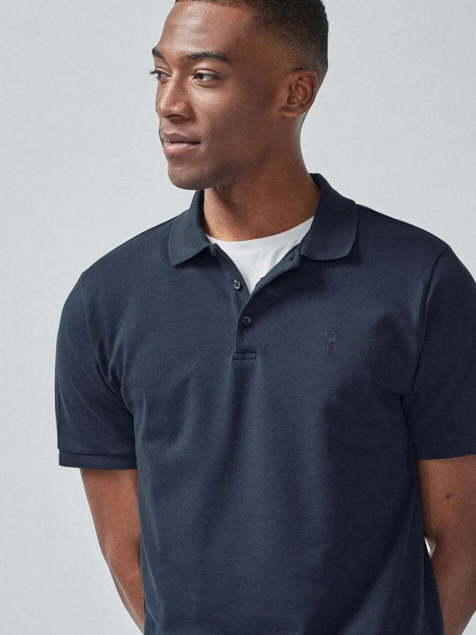 Poloshirts|Next Marineblauw - Slim Fit - Piqué poloshirt met korte mouwen