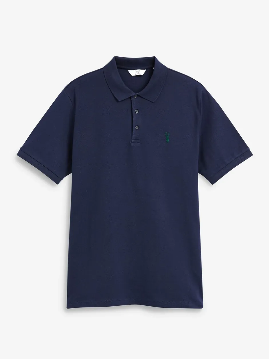 Poloshirts|Next Marineblauw - Slim Fit - Piqué poloshirt met korte mouwen