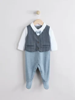 Gelegenheidskleding|Babypakjes En Babypyjama's*Next Marineblauw - Slimme baby pyjama met strik stropdas (0mnd-2jr)