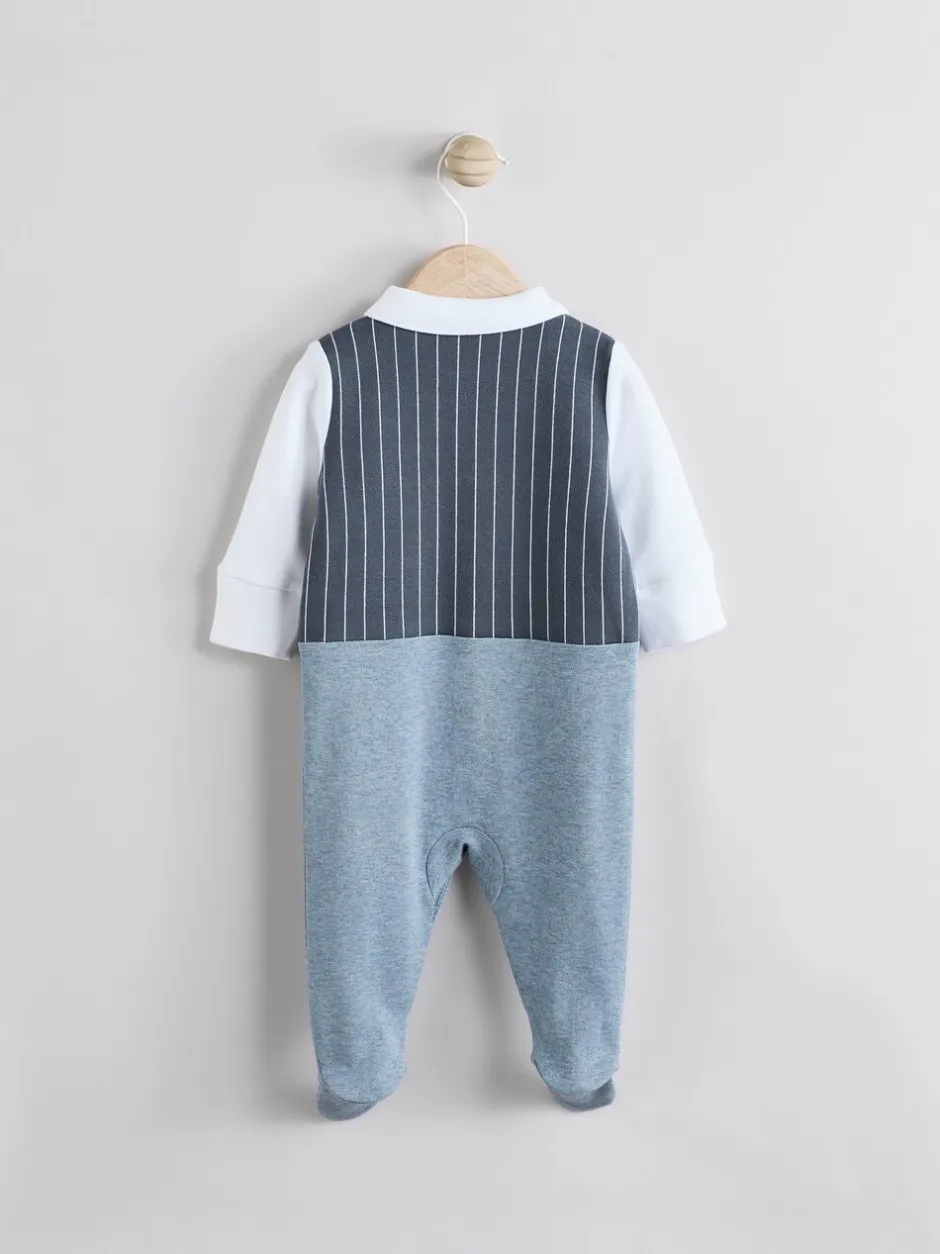 Gelegenheidskleding|Babypakjes En Babypyjama's*Next Marineblauw - Slimme baby pyjama met strik stropdas (0mnd-2jr)
