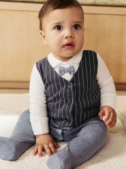 Gelegenheidskleding|Babypakjes En Babypyjama's*Next Marineblauw - Slimme baby pyjama met strik stropdas (0mnd-2jr)