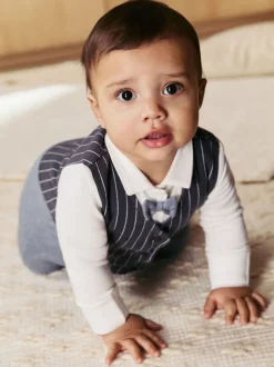 Gelegenheidskleding|Babypakjes En Babypyjama's*Next Marineblauw - Slimme baby pyjama met strik stropdas (0mnd-2jr)