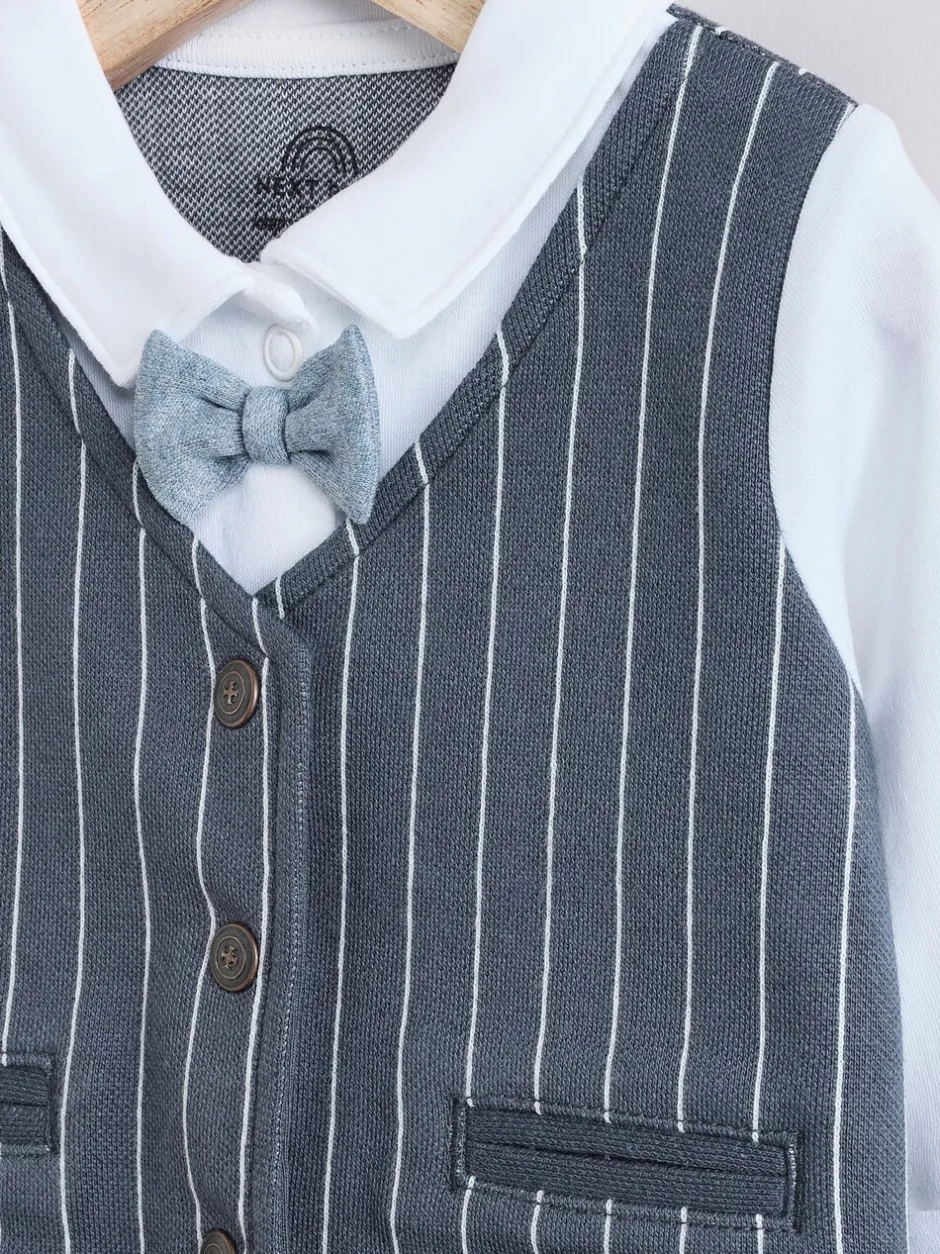 Gelegenheidskleding|Babypakjes En Babypyjama's*Next Marineblauw - Slimme baby pyjama met strik stropdas (0mnd-2jr)