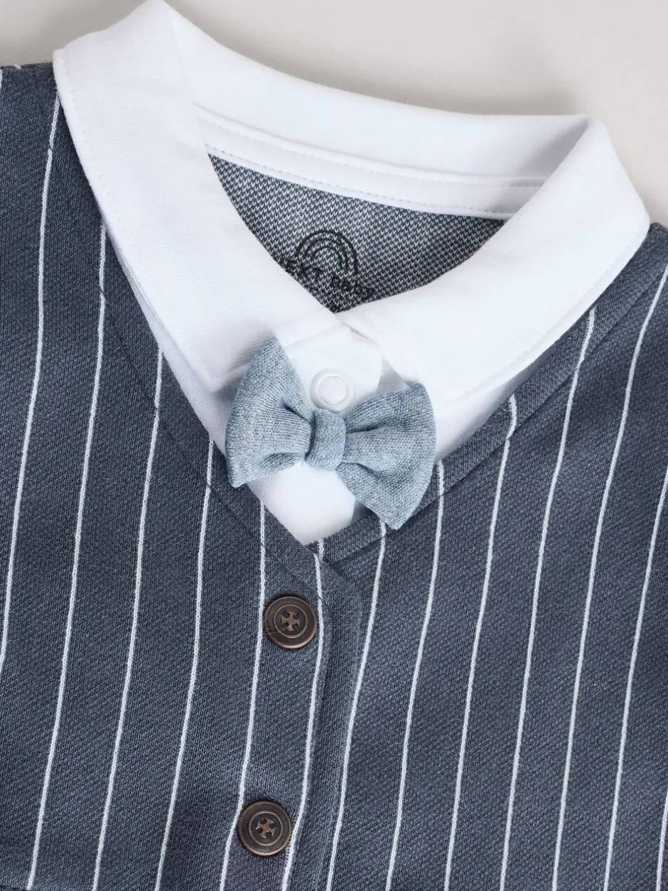 Gelegenheidskleding|Babypakjes En Babypyjama's*Next Marineblauw - Slimme baby pyjama met strik stropdas (0mnd-2jr)