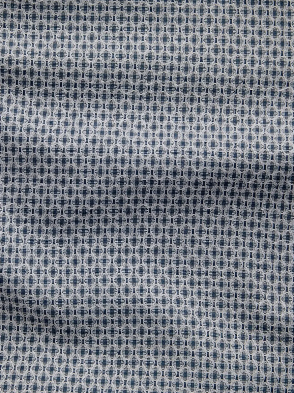 Formele Overhemden|Next Marineblauw - Smart Cotton Rich Trimmed Textured Shirt