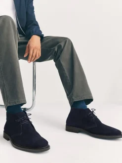 Boots|Next - Smart Suede Chukka Boots Marineblauw
