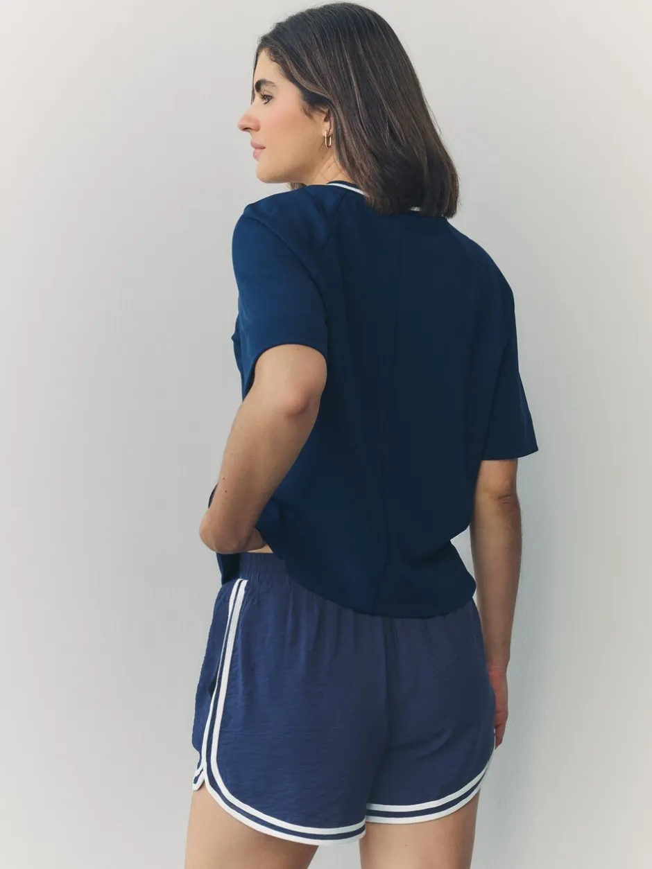 Shorts|Next Marineblauw - Sportshort met contrasterende Streep