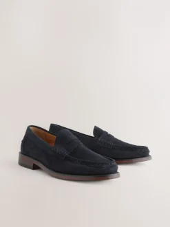 Schoenen|Formele Schoenen|Next - Standaard pasvorm - Suède instappers Marineblauw