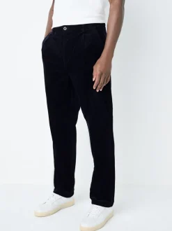Broeken En Chino's|Next - Standaard toelopende pasvorm - Corduroy Single Pleated Trousers Marineblauw