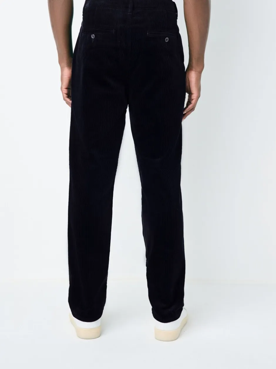 Broeken En Chino's|Next - Standaard toelopende pasvorm - Corduroy Single Pleated Trousers Marineblauw