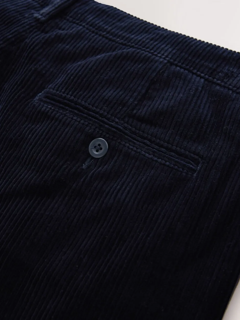 Broeken En Chino's|Next - Standaard toelopende pasvorm - Corduroy Single Pleated Trousers Marineblauw
